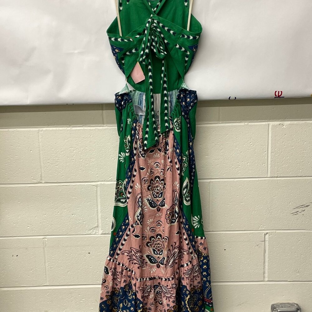 Anthropologie x Farm Rio Cutout Halter Maxi Dress Printed Pink Combo Small New - Picture 7 of 8